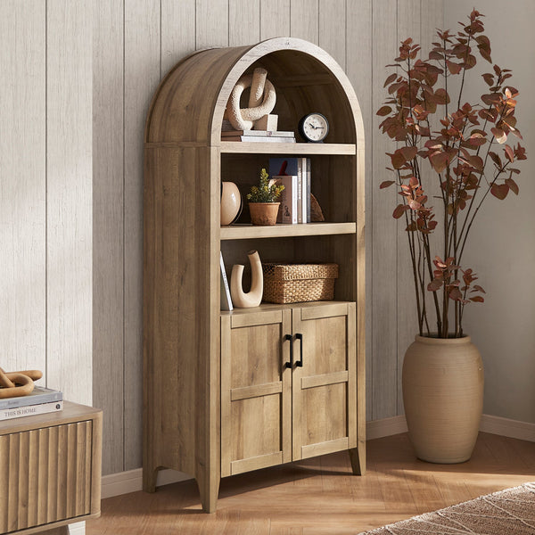 Lauren Arched 77.4" Tall Cabinet, Light Oak