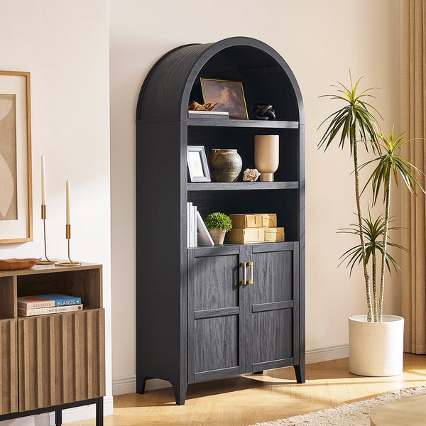 Lauren Arched 77.4" Tall Cabinet, Black Oak