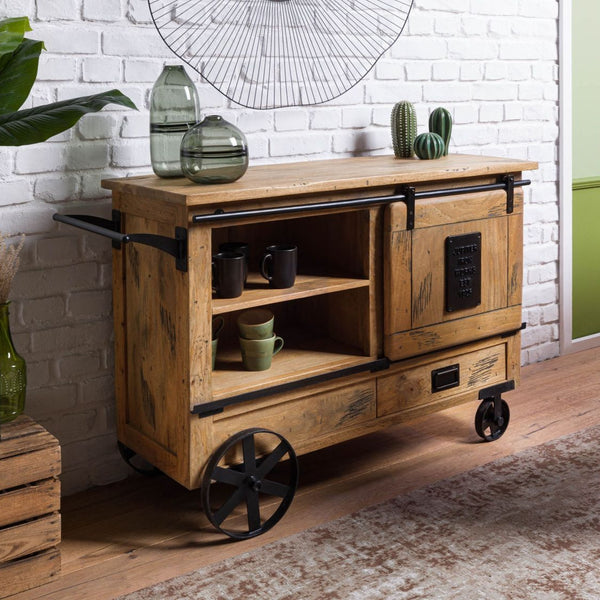 Serving table Mango 120x45x85 natural varnished RAILWAY #197