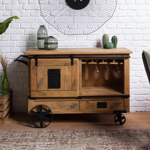 Serving table Mango 120x45x85 natural varnished RAILWAY #197