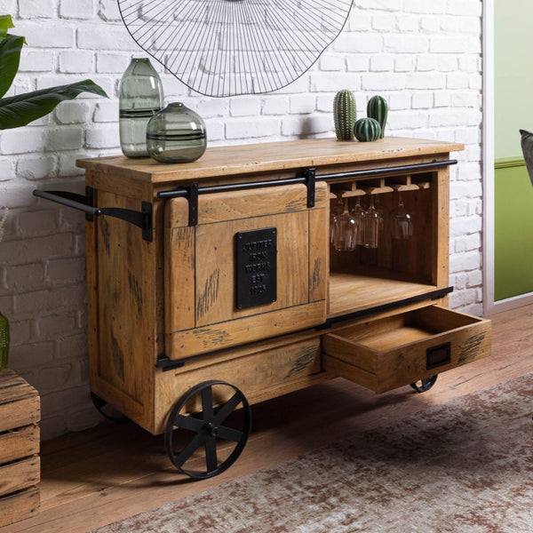 Serving table Mango 120x45x85 natural varnished RAILWAY #197