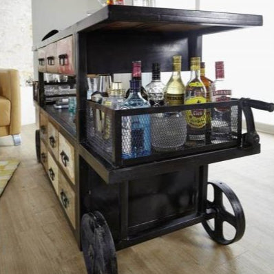 Bar reclaimed wood 168x56x85 multi-colored lacquered INDUSTRIAL #17