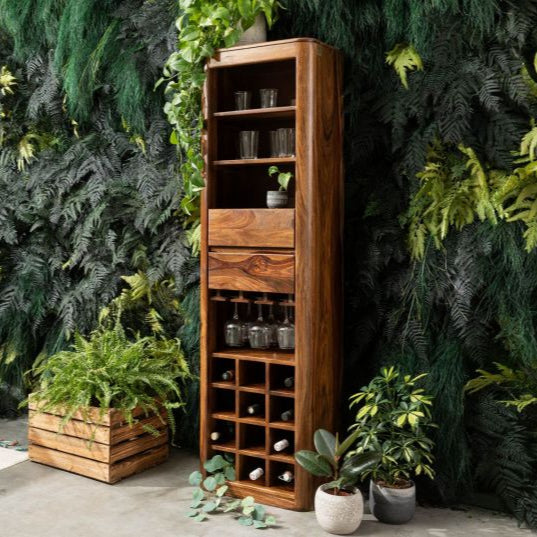 Wine rack Sheesham 50x36x180 walnut waxed TORONTO #249