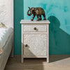 Bedside table (door hinged right) Mango 45x40x60 white oiled KASHMIR #105