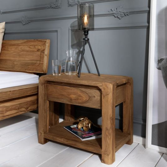 Bedside table Sheesham 60x40x50 brown oiled BUENO #005
