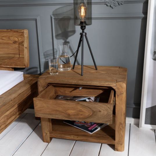 Bedside table Sheesham 60x40x50 brown oiled BUENO #005