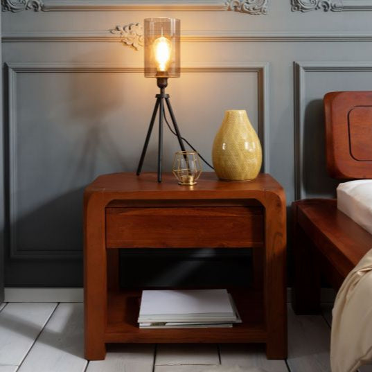 Bedside table acacia 60x40x50 honey varnished BUENO #025