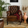 Wing chair genuine leather 88x80x108 brown CHESTERFIELD #101
