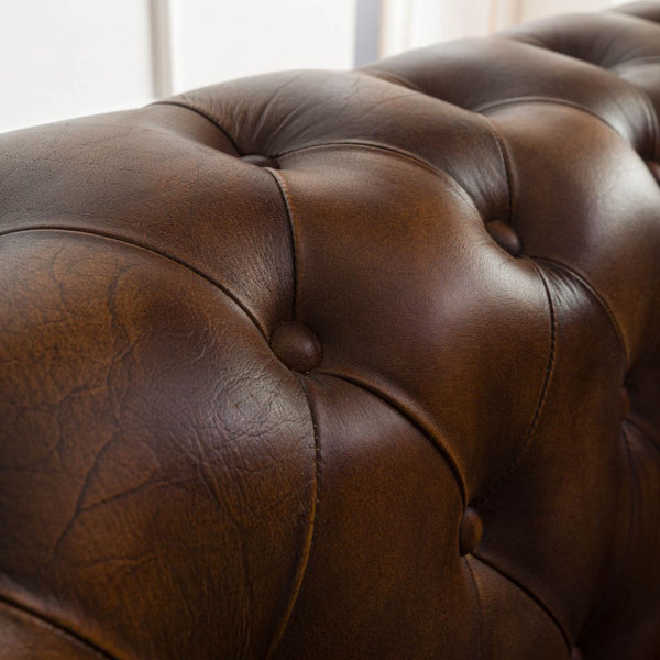 4-seater sofa, real leather, 274x82x75, brown, CHESTERFIELD #104