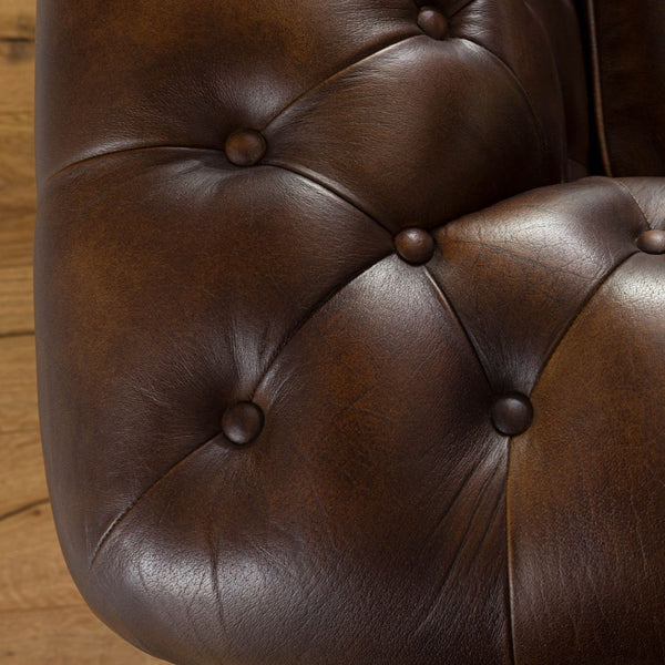 4-seater sofa, real leather, 274x82x75, brown, CHESTERFIELD #104