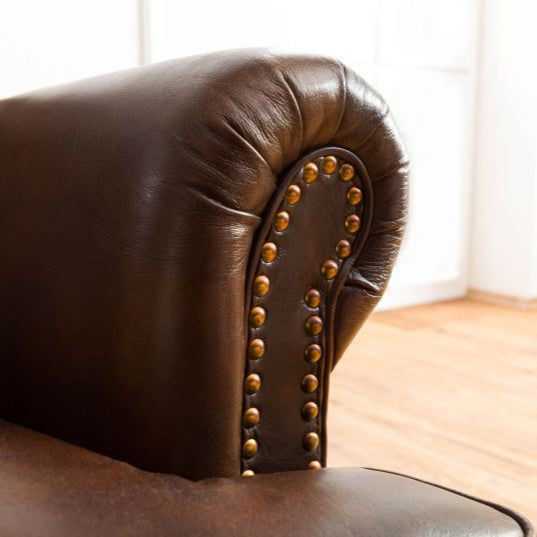 2-seater sofa in genuine leather 140x84x94 brown CHESTERFIELD #106