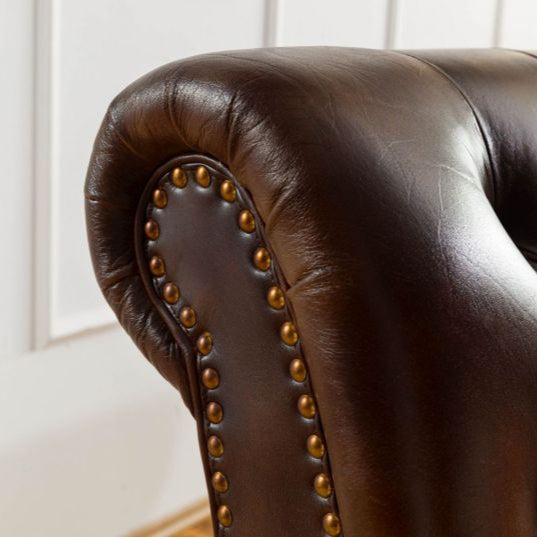 2-seater sofa in genuine leather 140x84x94 brown CHESTERFIELD #106