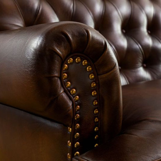 3-seater sofa in genuine leather 196x84x94 brown CHESTERFIELD #107