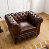 Armchair real leather 105x82x75 brown CHESTERFIELD #102
