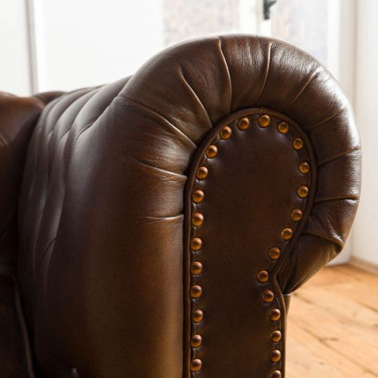 Armchair real leather 105x82x75 brown CHESTERFIELD #102