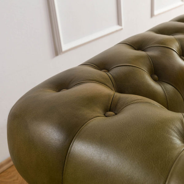 3-seater sofa in genuine leather 216x82x75 green CHESTERFIELD #303