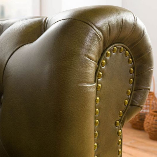 4-seater sofa in genuine leather 274x82x75 cm green CHESTERFIELD #304