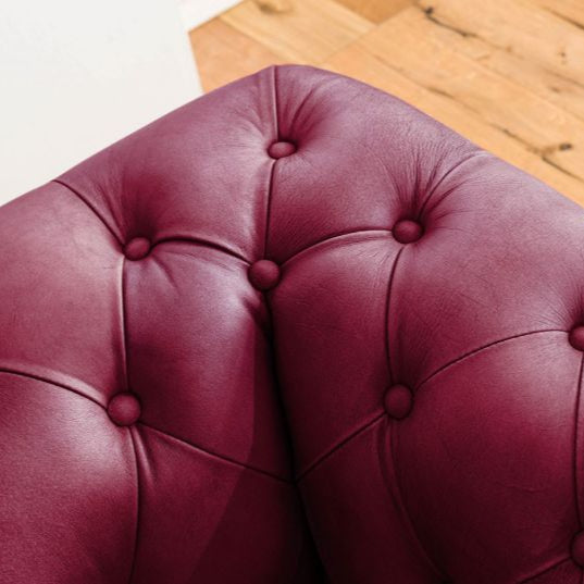 2-seater sofa in real leather 158x82x75 red CHESTERFIELD #402