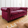 3-seater sofa in real leather 216x82x75 red CHESTERFIELD #403
