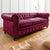 3-seater sofa in real leather 216x82x75 red CHESTERFIELD #403