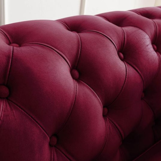 3-seater sofa in real leather 216x82x75 red CHESTERFIELD #403