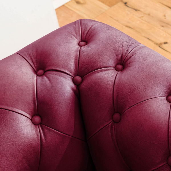 4-seater sofa in real leather 274x82x75 red CHESTERFIELD #404