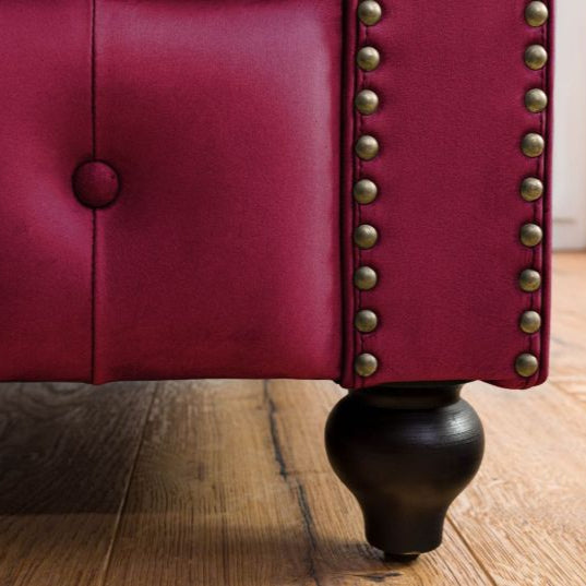 3-seater sofa in real leather 216x82x75 red CHESTERFIELD #403