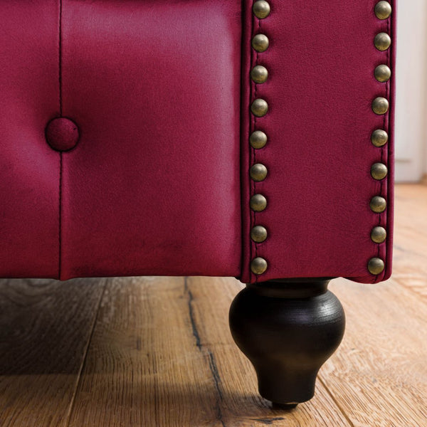 4-seater sofa in real leather 274x82x75 red CHESTERFIELD #404