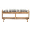 Nelson Mango Wood Upholstered Bench with Shelves