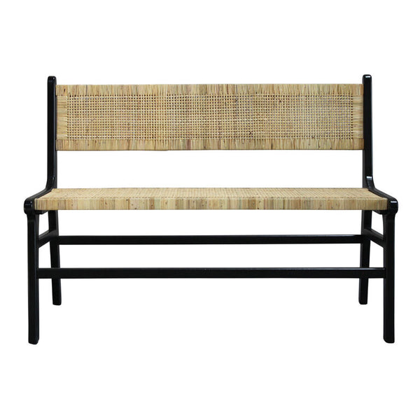 Ketut Mahogany Wood and Natural Rattan Bench