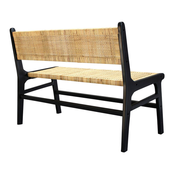 Ketut Mahogany Wood and Natural Rattan Bench
