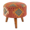 Kieta Round Brick Red Medallion Upholstered Stool