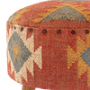 Kieta Round Brick Red Medallion Upholstered Stool