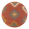 Kieta Round Brick Red Medallion Upholstered Stool
