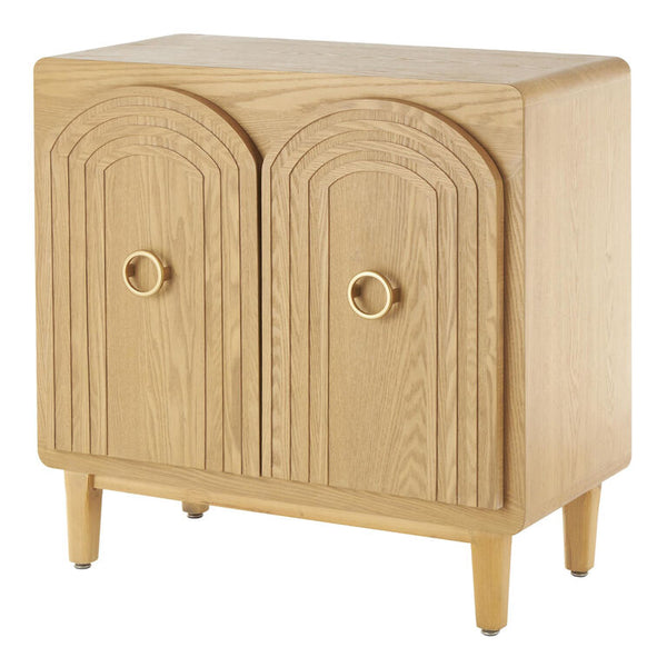 Ellya Natural Wood Carved Arches Art Deco Storage Cabinet