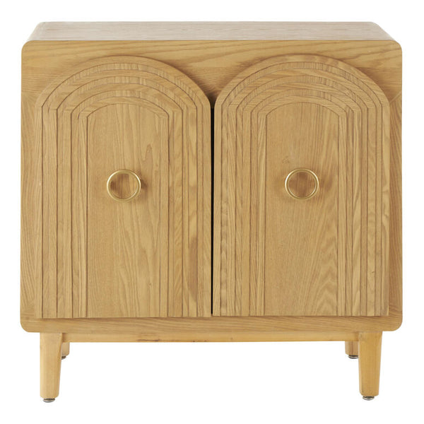 Ellya Natural Wood Carved Arches Art Deco Storage Cabinet