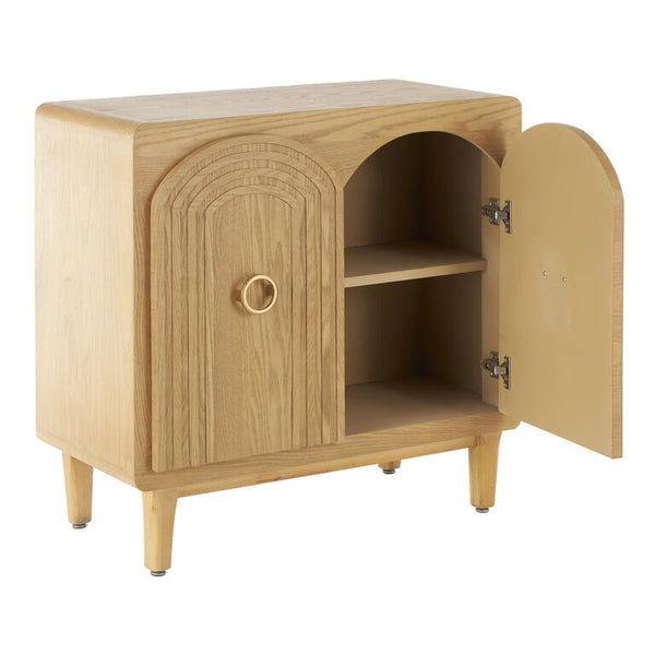 Ellya Natural Wood Carved Arches Art Deco Storage Cabinet