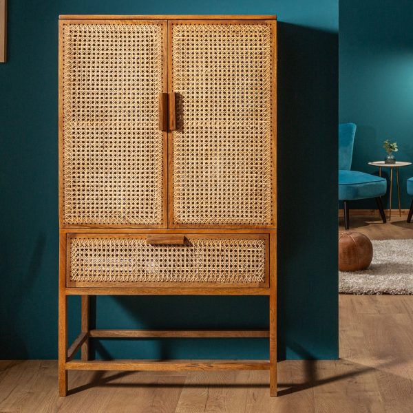Satina Cane/Wicker Storage Cabinet 31.5x18x55 Inch