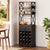 16 Bottle Floor Wine Bottle Rack with Glass Holder, 3-Tier Wood Coffee Bar Cabinet with Drawer, Wood Wine Storage For Kitchen & Dining