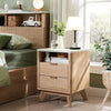Modern Fluted Nightstand with Faux Marble Top, Side Table, End Table