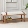 2-Tier Solid Wood Upholstered Entryway Shoe Bench with Storage Shelf - 44.49"W x 16.54"D x 18.11"H