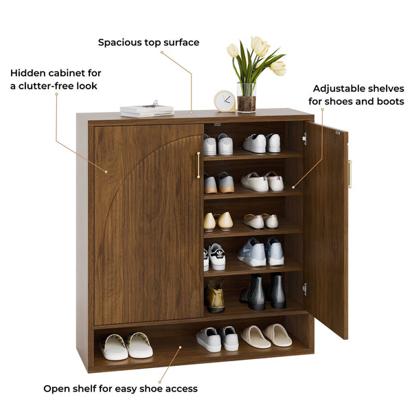 24 Pair Shoe Storage Cabinet with Adjustable Shelves - 41.3'' H X 39.4'' W X 13.8'' D