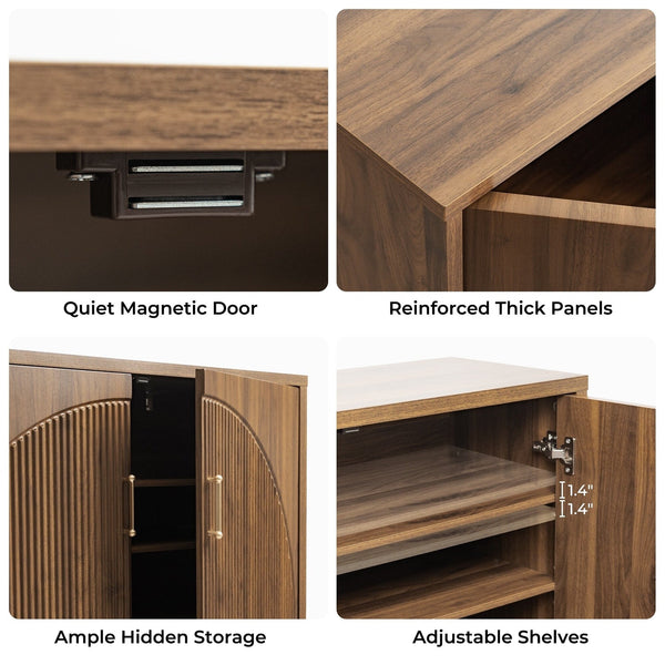 24 Pair Shoe Storage Cabinet with Adjustable Shelves - 41.3'' H X 39.4'' W X 13.8'' D