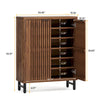 24 Pairs Wood Shoe Storage Cabinet with 2-Door and Adjustable Shelving for Entryway Living Room