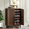 24 Pairs Wood Shoe Storage Cabinet with 2-Door and Adjustable Shelving for Entryway Living Room