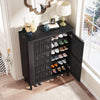 24 Pairs Wood Shoe Storage Cabinet with 2-Door and Adjustable Shelving for Entryway Living Room