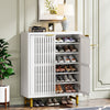 24 Pairs Wood Shoe Storage Cabinet with 2-Door and Adjustable Shelving for Entryway Living Room
