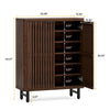 24 Pairs Wood Shoe Storage Cabinet with 2-Door and Adjustable Shelving for Entryway Living Room
