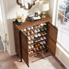 24 Pairs Wood Shoe Storage Cabinet with 2-Door and Adjustable Shelving for Entryway Living Room