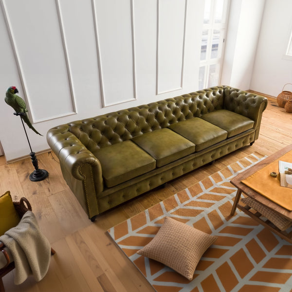 Daytona Leather Chesterfield Four Seater Sofa